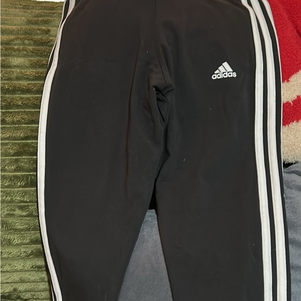 Adidas Kids Black Joggers with White Stripes